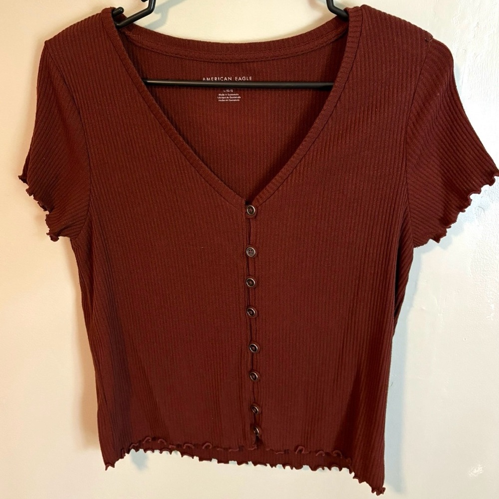 American Eagle Ruffle Short Sleeve